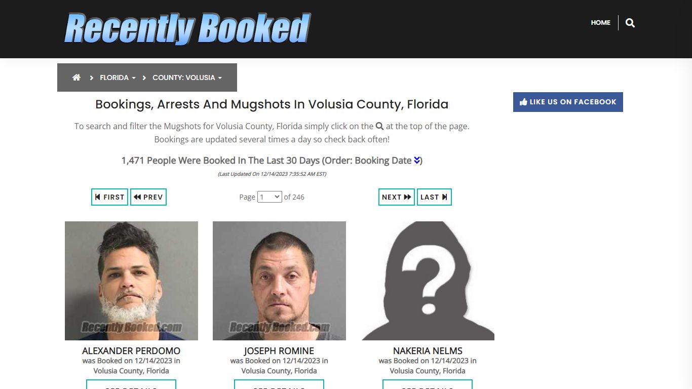 Recent bookings, Arrests, Mugshots in Volusia County, Florida
